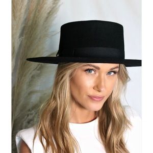 Black Wool Panama Hat The Gambler Glitzy Bella
